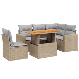 Maison exclusive - salon de jardin avec coussins 6 pcs beige résine tressée