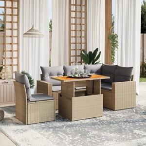 Maison exclusive - salon de jardin avec coussins 6 pcs beige résine tressée