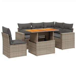 Maison exclusive - salon de jardin 6 pcs avec coussins gris résine tressée