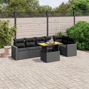 Maison exclusive - salon de jardin 7 pcs avec coussins noir résine tressée