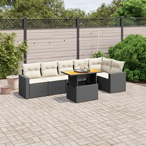 Maison exclusive - salon de jardin 7 pcs avec coussins noir résine tressée