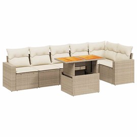 Maison exclusive - salon de jardin avec coussins 7 pcs beige résine tressée