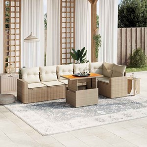 Maison exclusive - salon de jardin avec coussins 7 pcs beige résine tressée