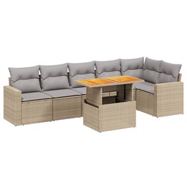 Maison exclusive - salon de jardin avec coussins 7 pcs beige résine tressée