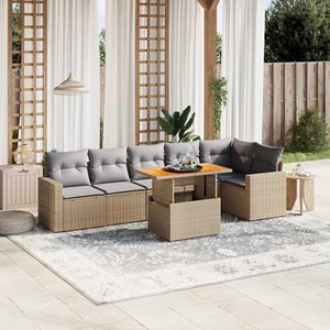 Maison exclusive - salon de jardin avec coussins 7 pcs beige résine tressée