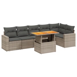 Maison exclusive - salon de jardin avec coussins 7 pcs gris résine tressée