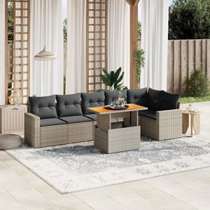 Maison exclusive - salon de jardin avec coussins 7 pcs gris résine tressée