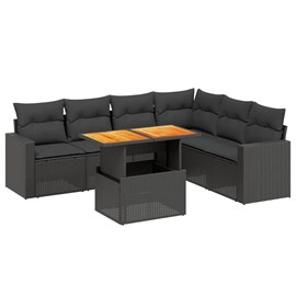 Maison exclusive - salon de jardin 7 pcs avec coussins noir résine tressée