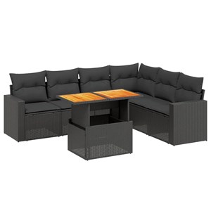 Maison exclusive - salon de jardin 7 pcs avec coussins noir résine tressée