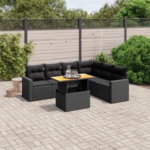Maison exclusive - salon de jardin 7 pcs avec coussins noir résine tressée