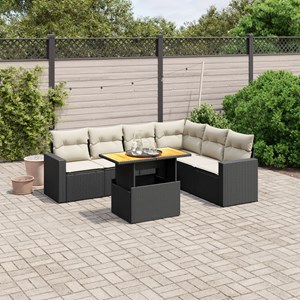 Maison exclusive - salon de jardin 7 pcs avec coussins noir résine tressée