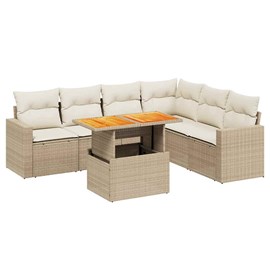 Maison exclusive - salon de jardin avec coussins 7 pcs beige résine tressée