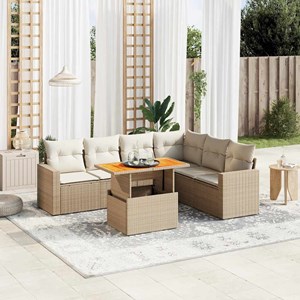 Maison exclusive - salon de jardin avec coussins 7 pcs beige résine tressée