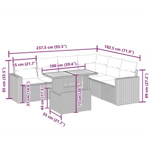 Maison exclusive - salon de jardin avec coussins 7 pcs beige résine tressée