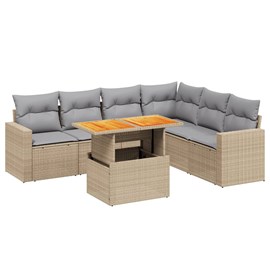 Maison exclusive - salon de jardin avec coussins 7 pcs beige résine tressée