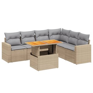 Maison exclusive - salon de jardin avec coussins 7 pcs beige résine tressée