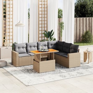 Maison exclusive - salon de jardin avec coussins 7 pcs beige résine tressée