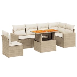 Maison exclusive - salon de jardin avec coussins 7 pcs beige résine tressée
