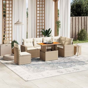 Maison exclusive - salon de jardin avec coussins 7 pcs beige résine tressée