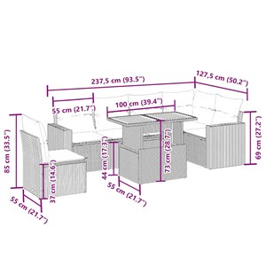 Maison exclusive - salon de jardin avec coussins 7 pcs beige résine tressée