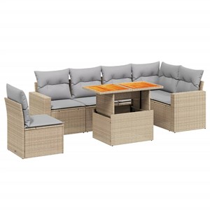 Maison exclusive - salon de jardin avec coussins 7 pcs beige résine tressée