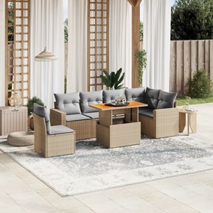 Maison exclusive - salon de jardin avec coussins 7 pcs beige résine tressée