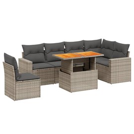 Maison exclusive - salon de jardin avec coussins 7 pcs gris résine tressée
