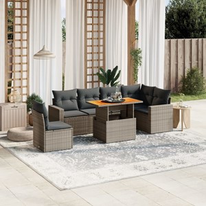 Maison exclusive - salon de jardin avec coussins 7 pcs gris résine tressée