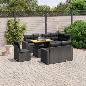 Maison exclusive - salon de jardin 9 pcs avec coussins noir résine tressée