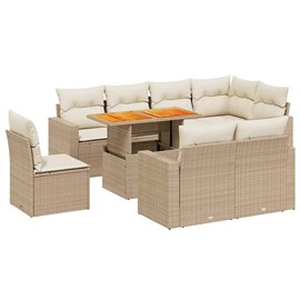 Maison exclusive - salon de jardin avec coussins 9 pcs beige résine tressée