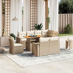 Maison exclusive - salon de jardin avec coussins 9 pcs beige résine tressée