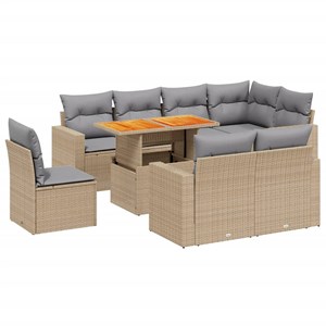 Maison exclusive - salon de jardin avec coussins 9 pcs beige résine tressée