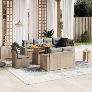 Maison exclusive - salon de jardin avec coussins 9 pcs beige résine tressée
