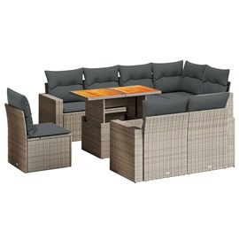 Maison exclusive - salon de jardin 9 pcs avec coussins gris résine tressée