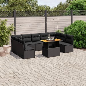 Maison exclusive - salon de jardin 10 pcs avec coussins noir résine tressée