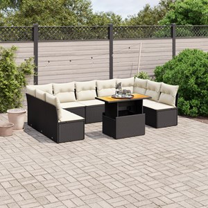 Maison exclusive - salon de jardin 10 pcs avec coussins noir résine tressée