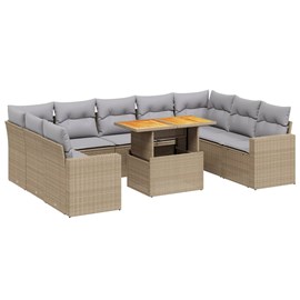 Maison exclusive - salon de jardin avec coussins 10 pcs beige résine tressée