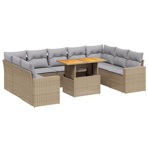 Maison exclusive - salon de jardin avec coussins 10 pcs beige résine tressée