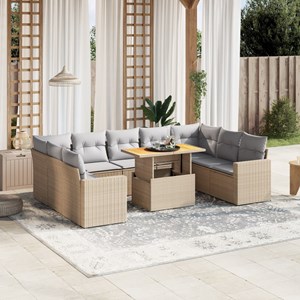 Maison exclusive - salon de jardin avec coussins 10 pcs beige résine tressée