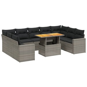 Maison exclusive - salon de jardin avec coussins 10 pcs gris résine tressée