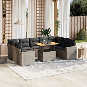 Maison exclusive - salon de jardin avec coussins 10 pcs gris résine tressée