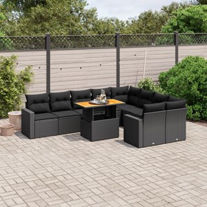 Maison exclusive - salon de jardin 10 pcs avec coussins noir résine tressée