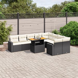 Maison exclusive - salon de jardin 10 pcs avec coussins noir résine tressée