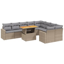 Maison exclusive - salon de jardin avec coussins 10 pcs beige résine tressée