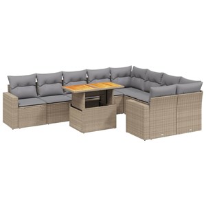 Maison exclusive - salon de jardin avec coussins 10 pcs beige résine tressée