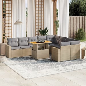 Maison exclusive - salon de jardin avec coussins 10 pcs beige résine tressée