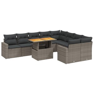 Maison exclusive - salon de jardin avec coussins 10 pcs gris résine tressée