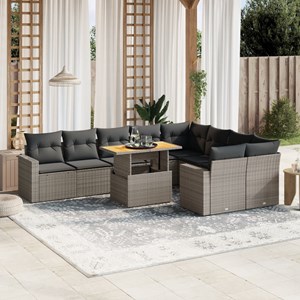 Maison exclusive - salon de jardin avec coussins 10 pcs gris résine tressée