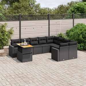 Maison exclusive - salon de jardin 10 pcs avec coussins noir résine tressée