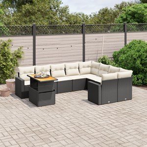 Maison exclusive - salon de jardin 10 pcs avec coussins noir résine tressée